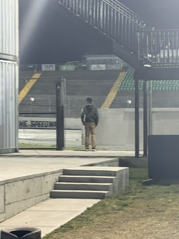 Carter looking at the track